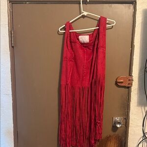 Fornia Women’s Red Fringe Sleeveless Dress Size S